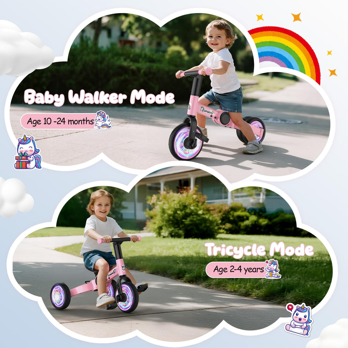 3 in 1 Toddler Balance Bike with Removable Pedals I589743