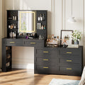 Black Makeup Vanity Desk with Mirror and Lights G52607