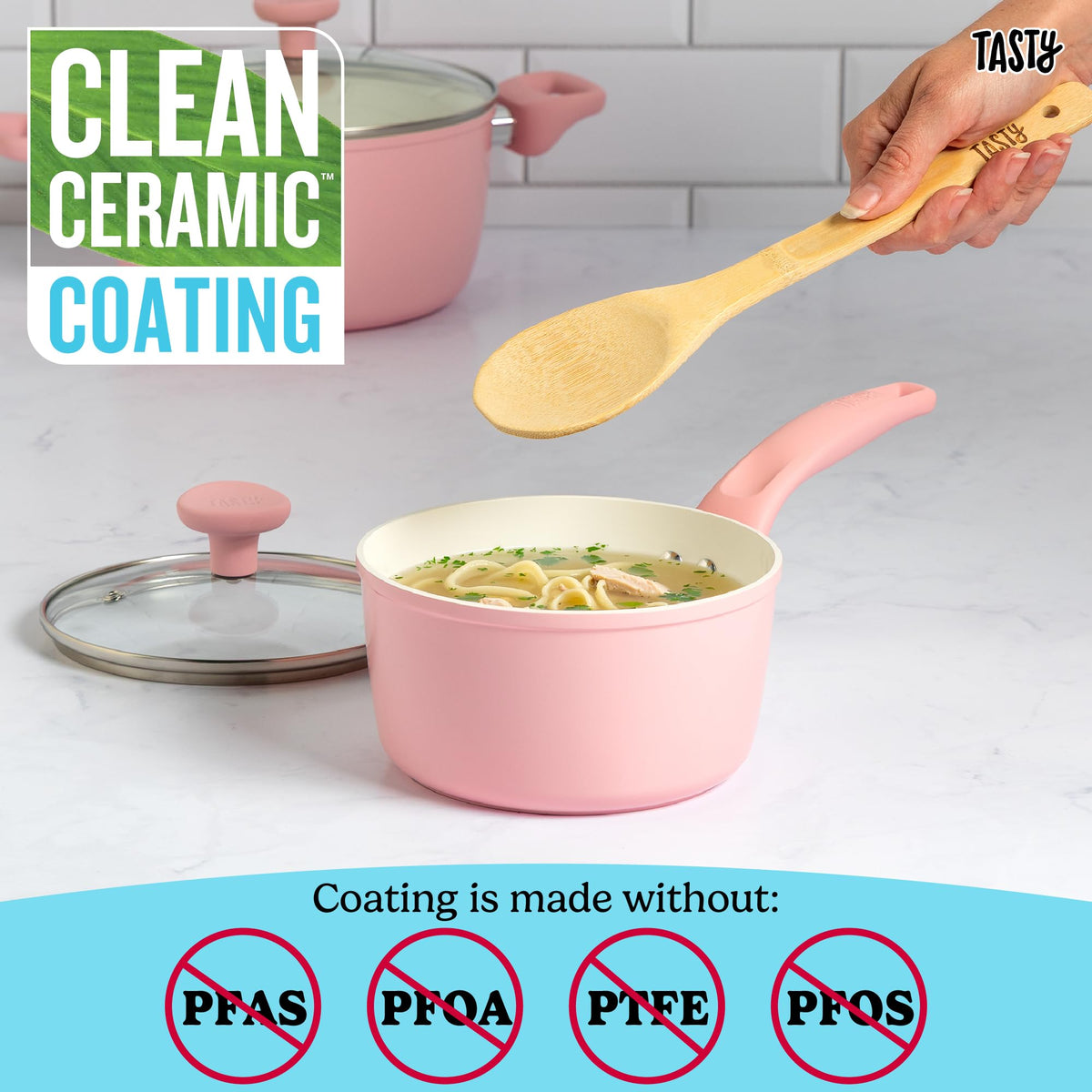 12 Piece Pink Nonstick Ceramic Cookware Set K683