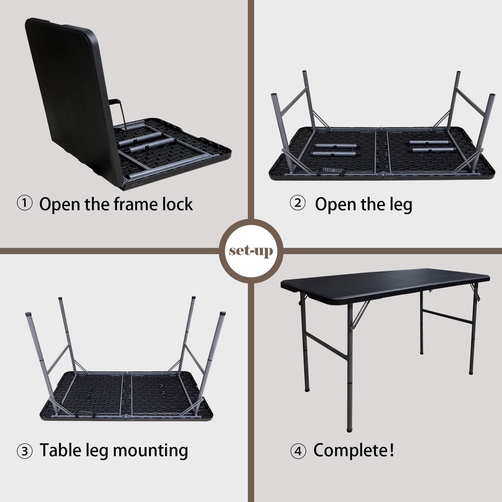 4 Foot Heavy Duty Fold-in-Half Folding Table with Handle F53453