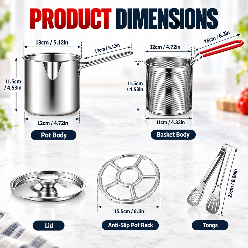 Stainless Steel Pot with Draining Basket, Five Piece Set Y549876