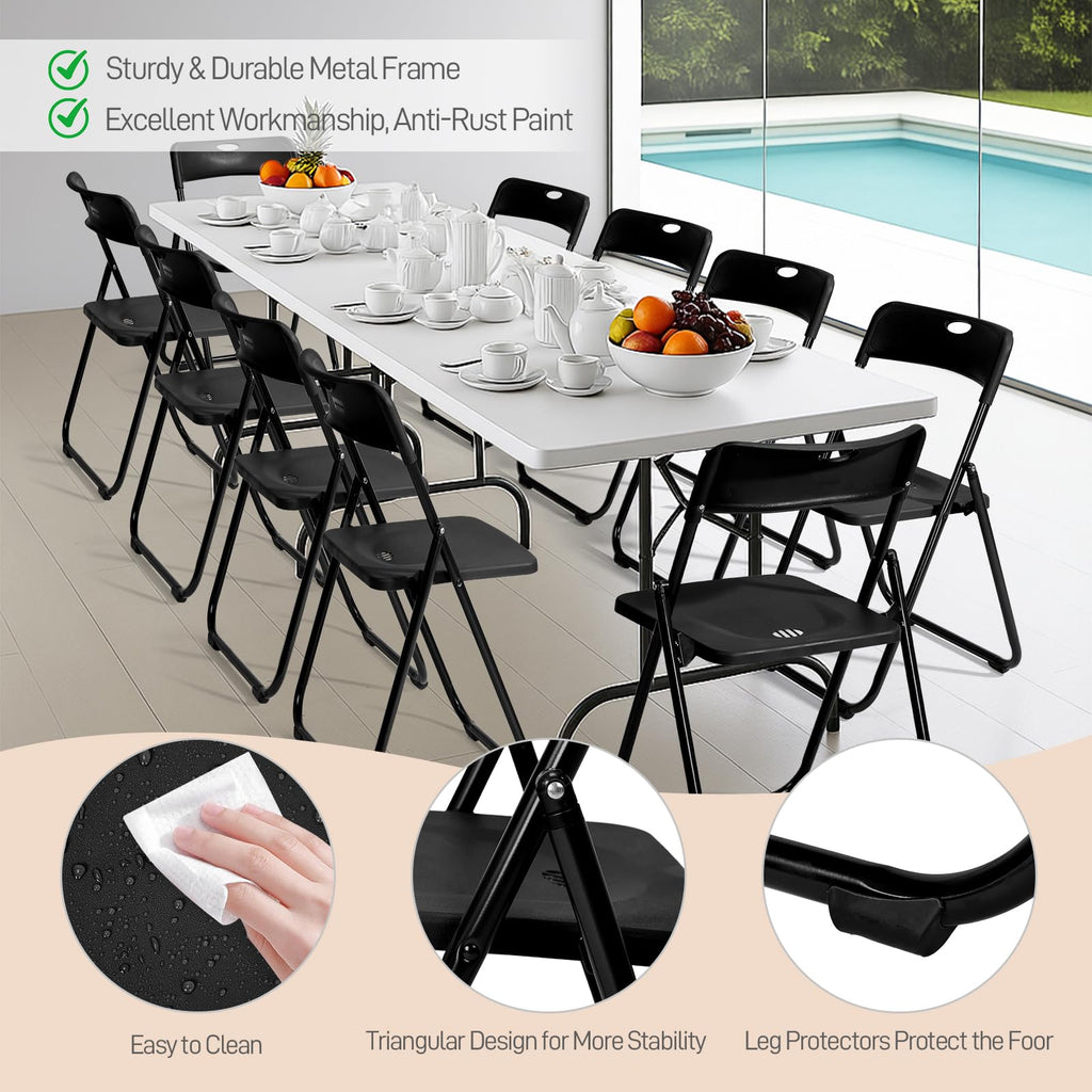 10 PCS Black Plastic Folding Chair W532074