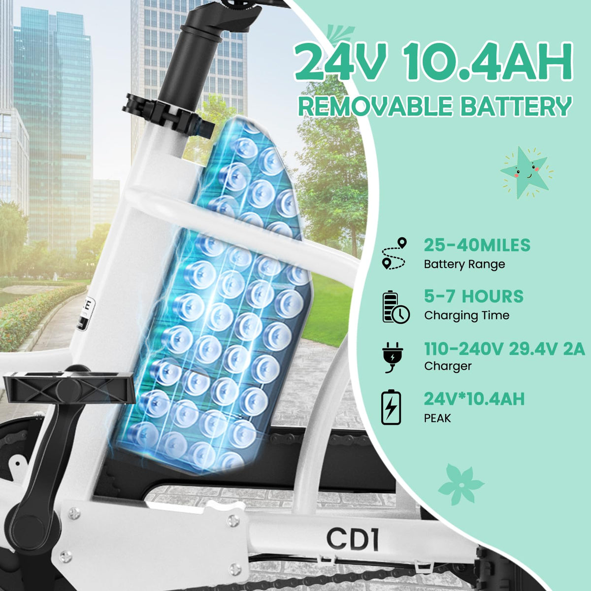 250W 16IN 3 Wheels Electric Tricycle with Removable Battery and Rear Basket A11486