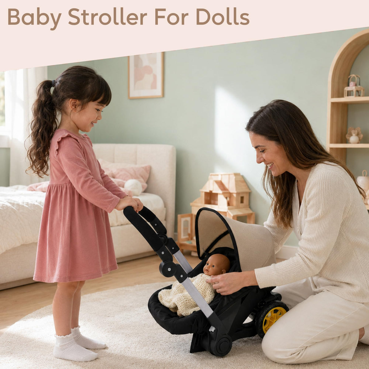 Convertible 2-in-1 Doll Stroller and Car Seat U96982