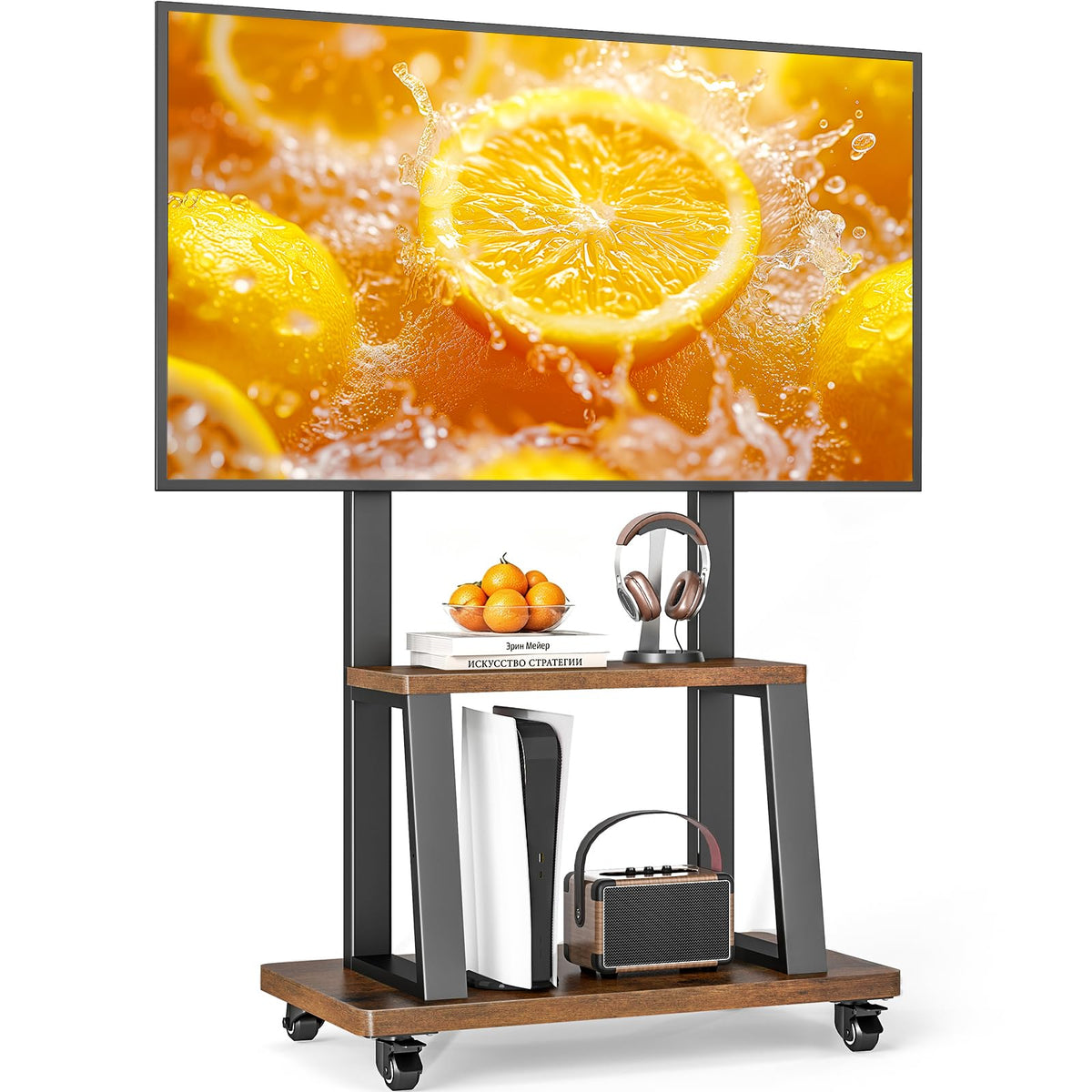 Mobile TV Cart for 37"-75" TVs with Wheels P65754