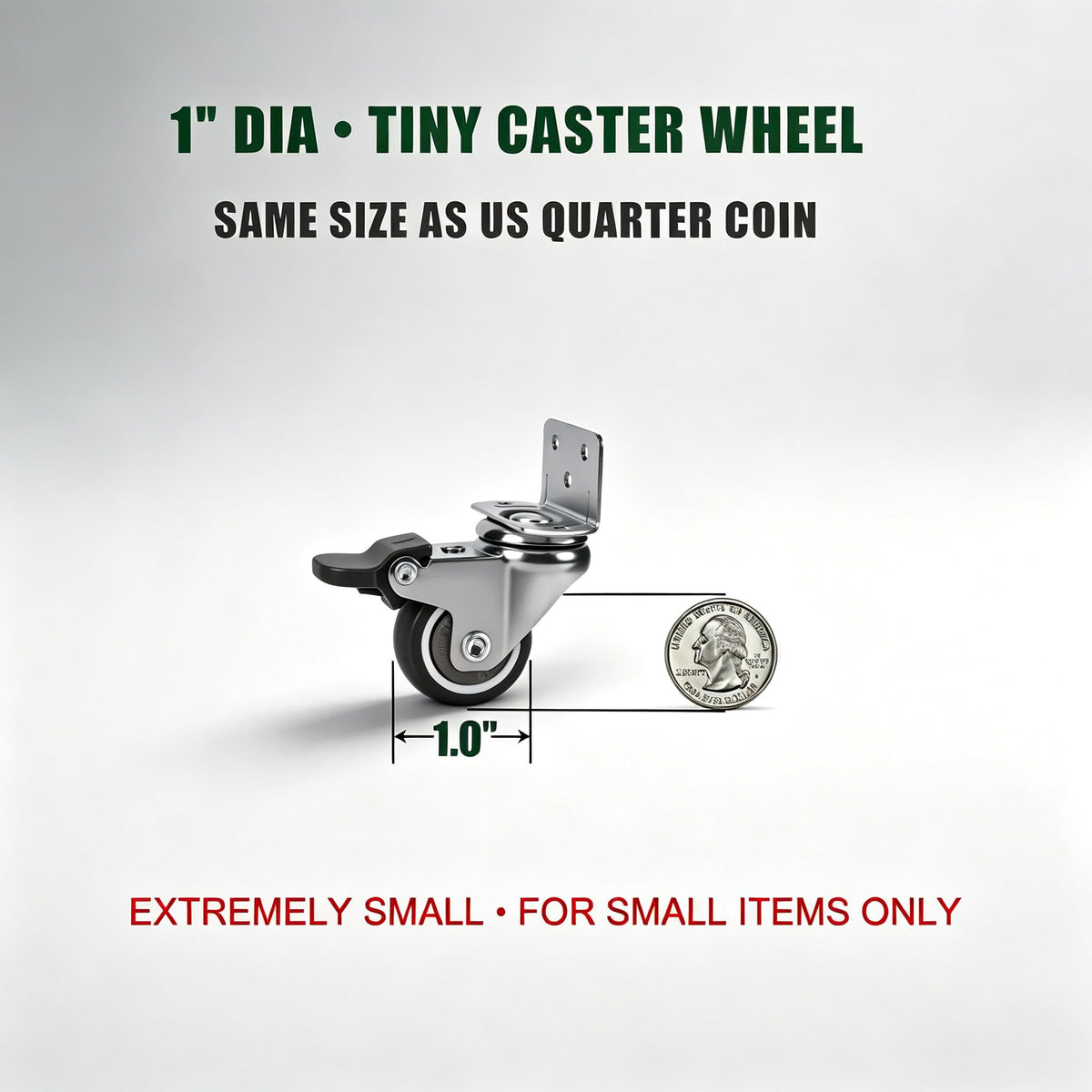 1" Low Profile Caster Wheels Set of 4 Y44837