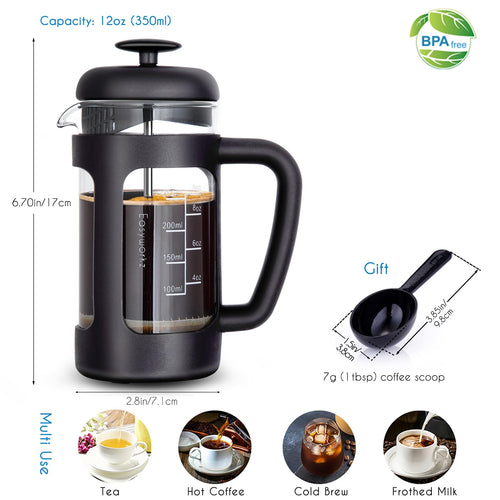 12 oz French Press Coffee Tea Maker with Measuring Coffee Spoon L19541