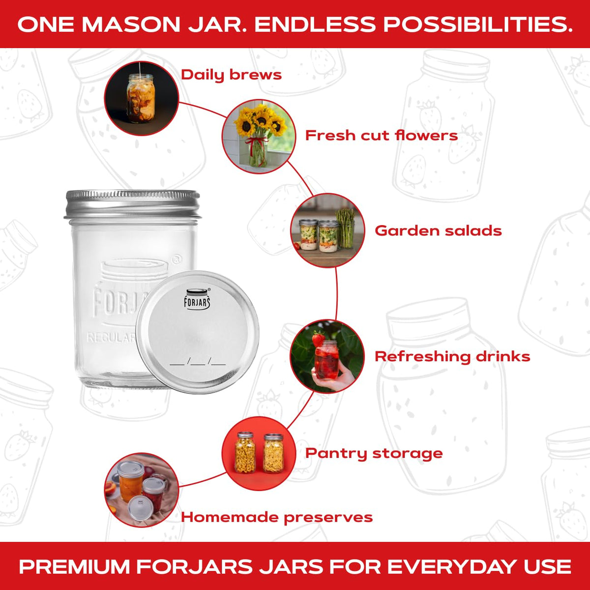 16oz Wide Mouth Glass Canning Jars 12-Pack V17548