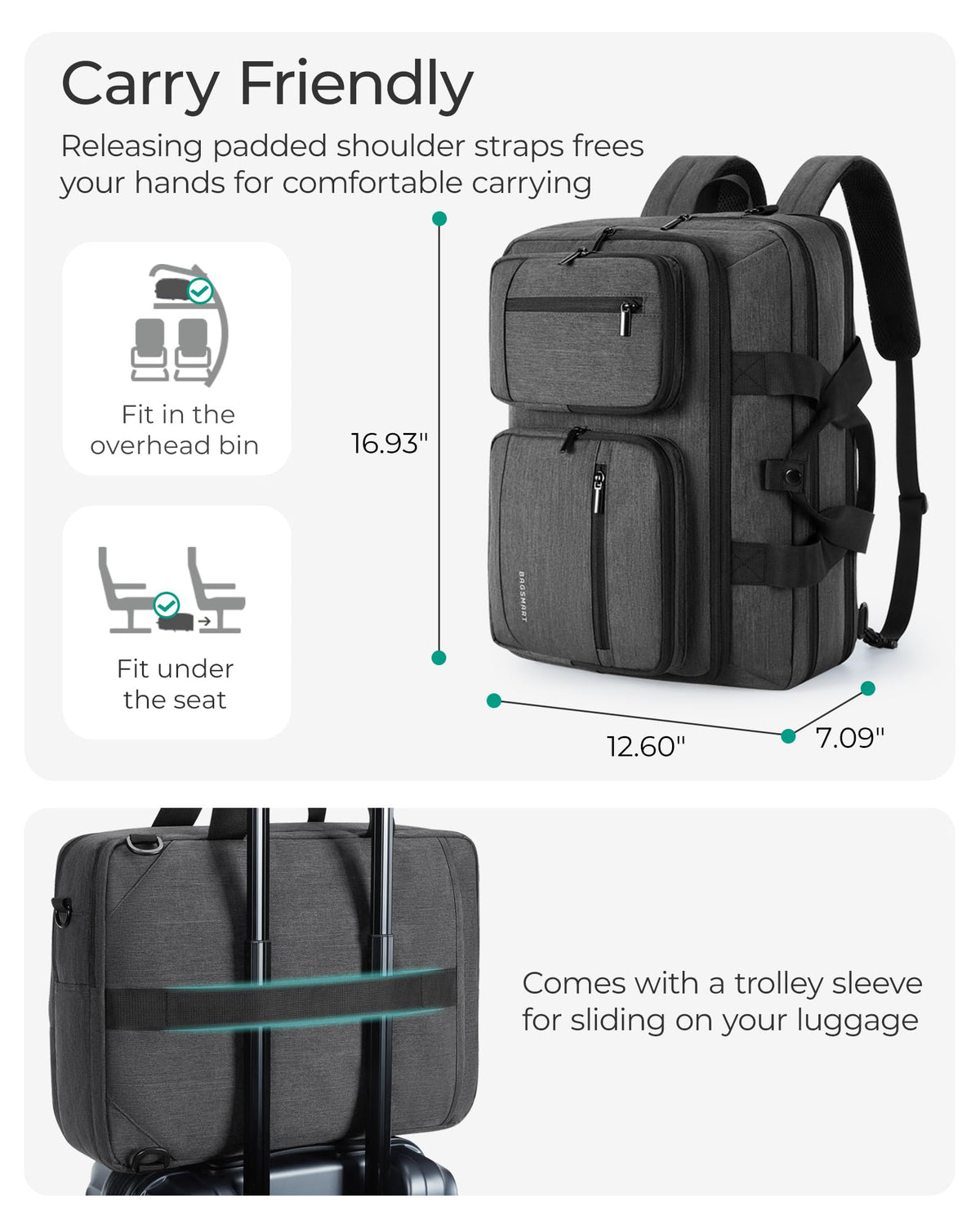 3 In 1 Laptop Bag 17.3 Inch Water-Repellent Black S25179