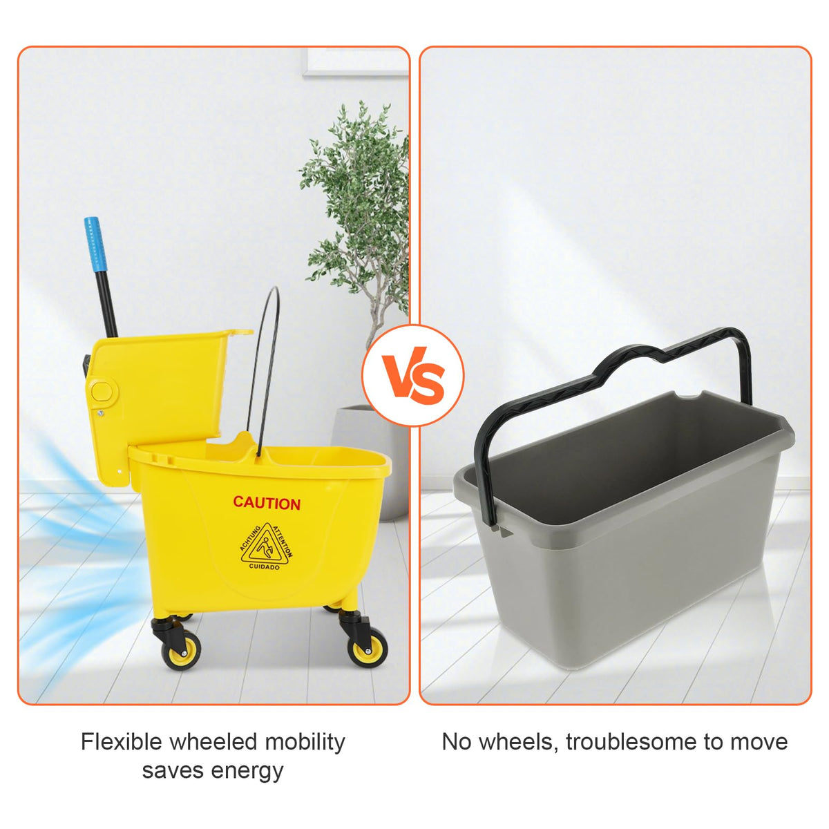 35 Qt Yellow Mop Bucket with Wringer on Wheels Z3748