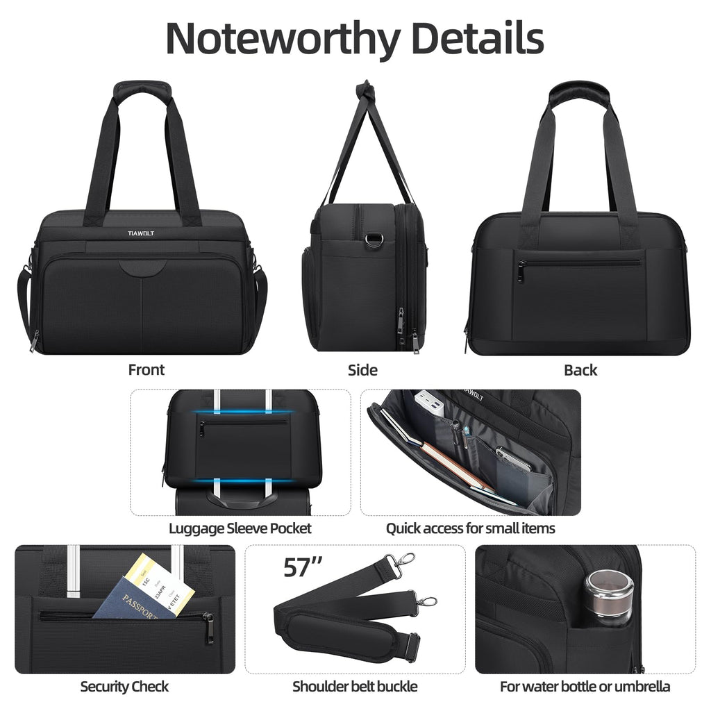 Black Expandable Carry-On Luggage Duffel Bag with Adjustable Strap G9199