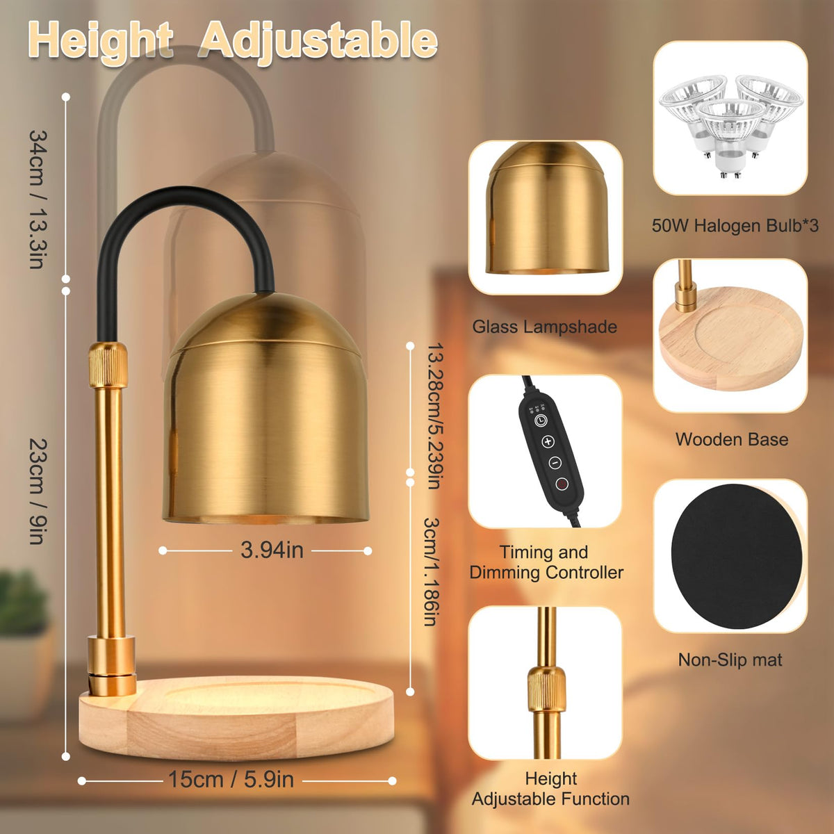 Dimmable Electric Candle Warmer Lamp with Timer K9288