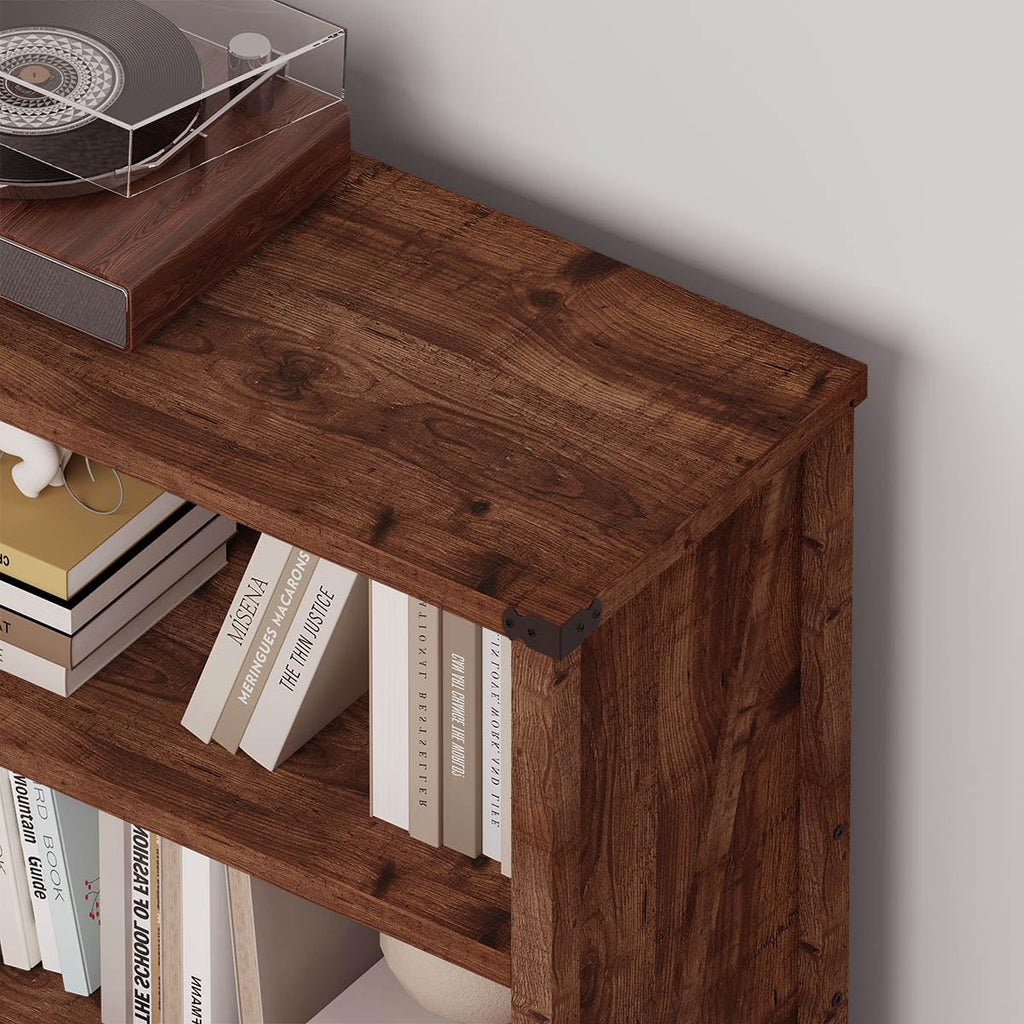 Rustic Oak 3 Shelf Wood Bookshelf N6849