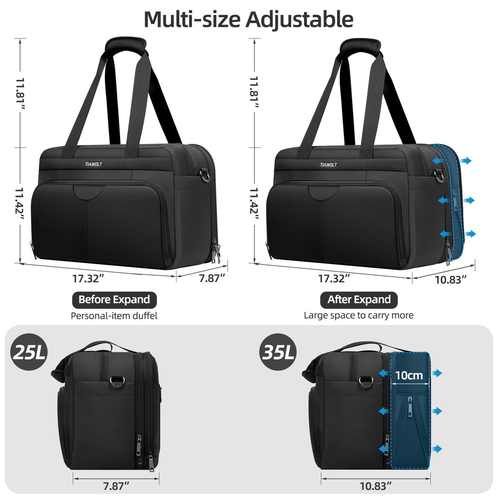 Black Expandable Carry-On Luggage Duffel Bag with Adjustable Strap G9199