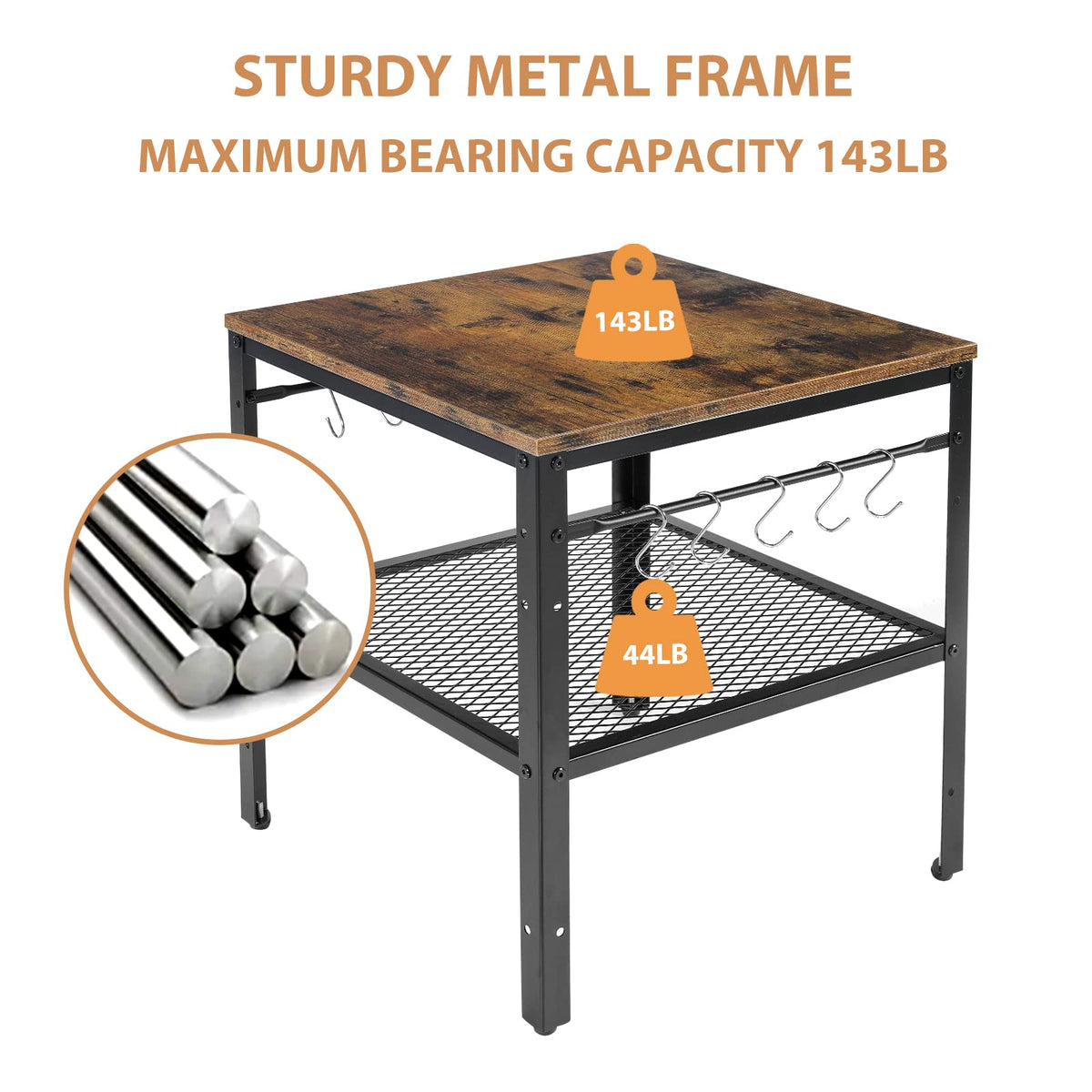 Rustic 2-Tier End Table with Adjustable Height Shelf H55971