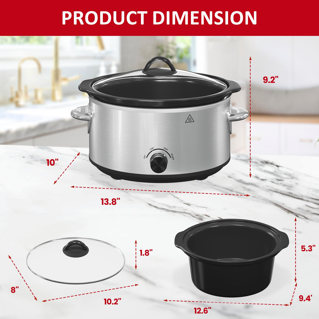 4 QT Slow Cooker with Ceramic Pot and Glass Lid D181538