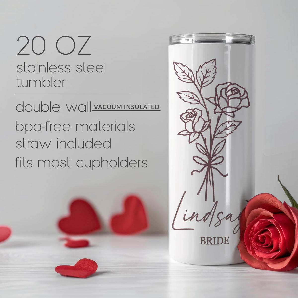 20oz Stainless Steel Tumbler with Straw B68206