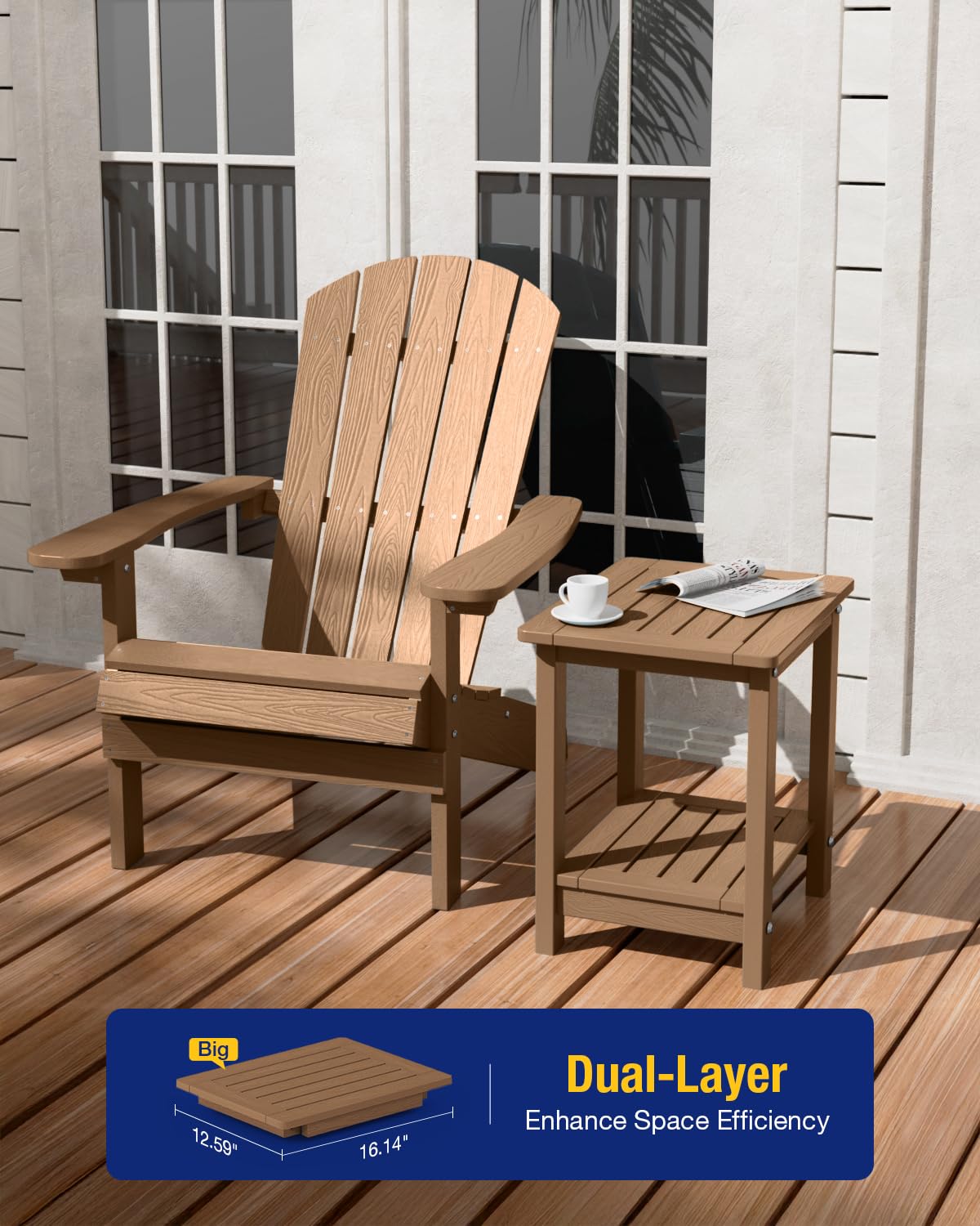 Outdoor Side Table Set of 2 Weather Resistant 2-Tier P811627
