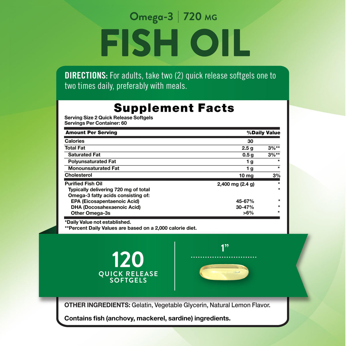 Fish Oil 2400mg 120 Softgels I627