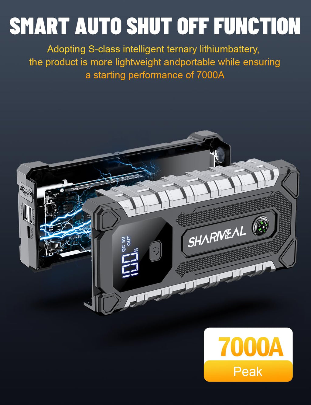 7000A 12V Portable Jump Starter with LED Light E302819