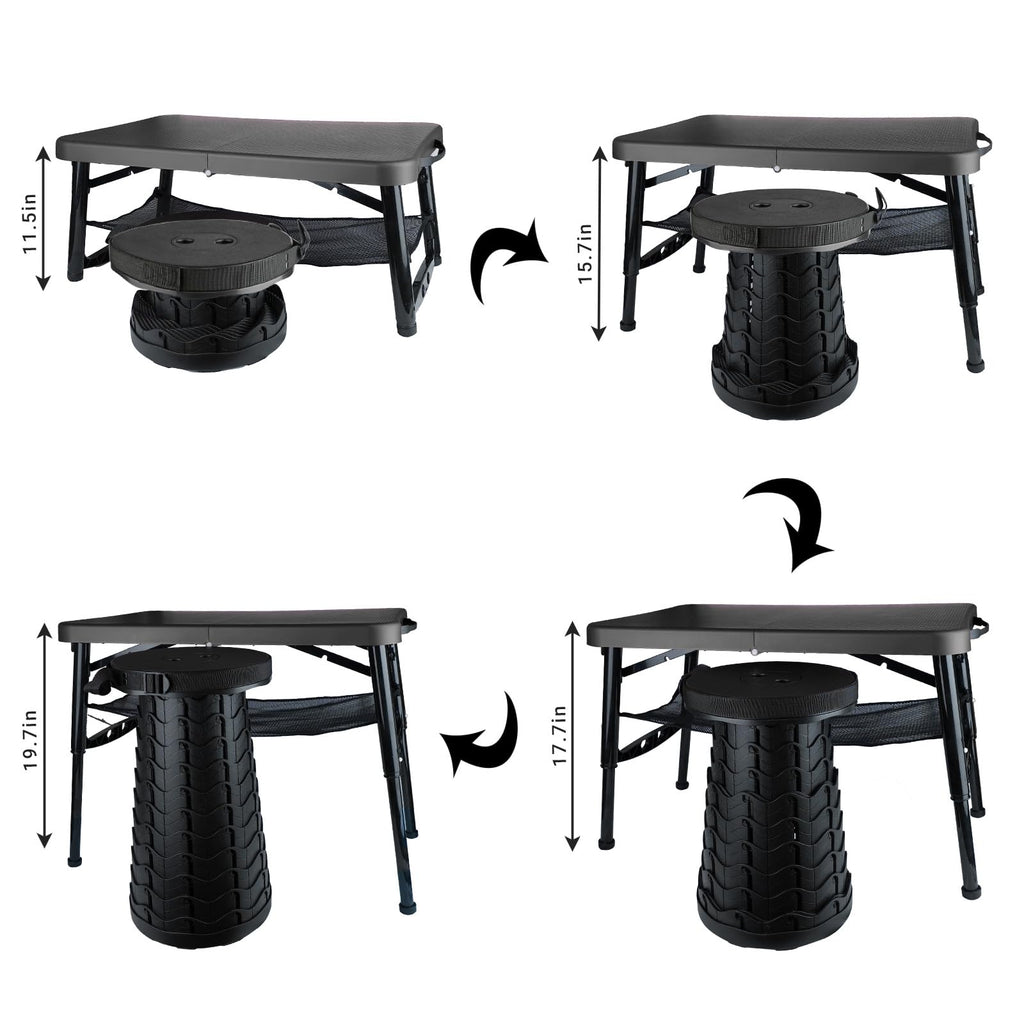 Black 4 Foot Folding Table and Stool Z49771