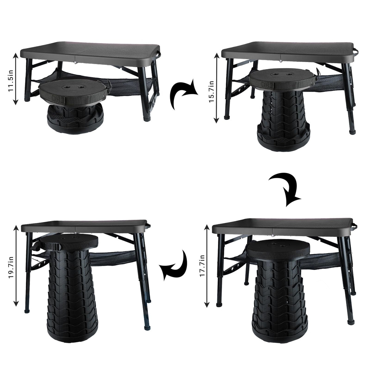 Black 4 Foot Folding Table and Stool Z49771