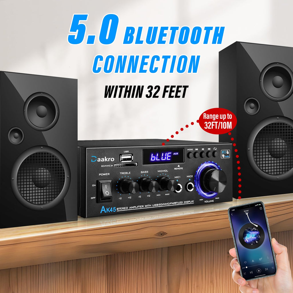 300W Bluetooth 5.1 Stereo Audio Amplifier B818