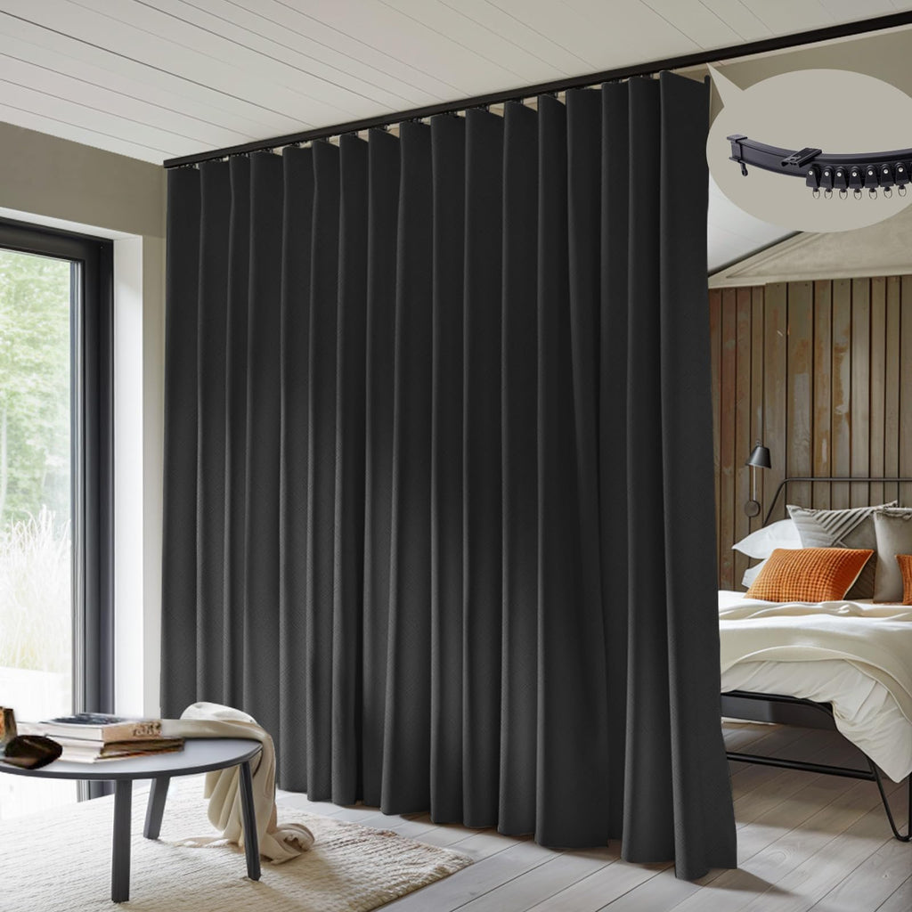 Blackout Room Divider Curtains with Ceiling Tracks Set S71753