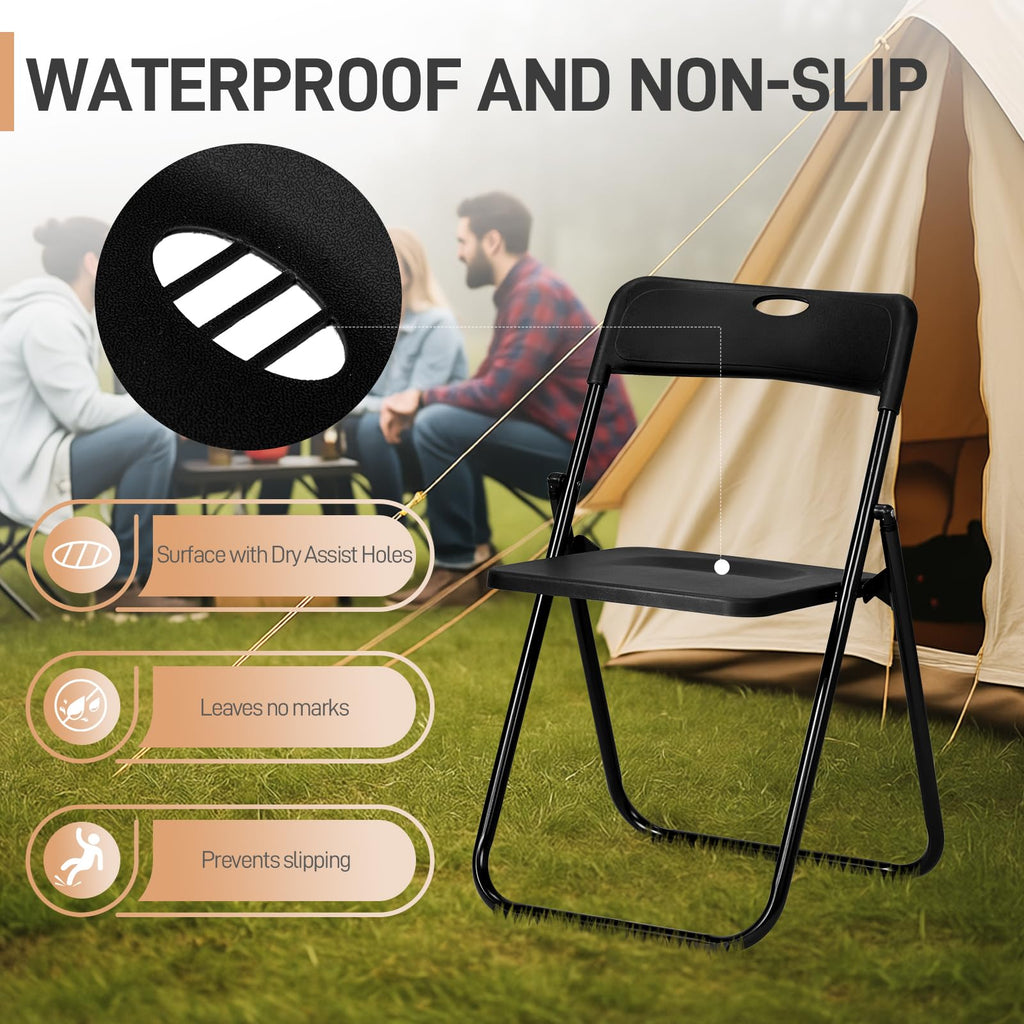 10 PCS Black Plastic Folding Chair W532074