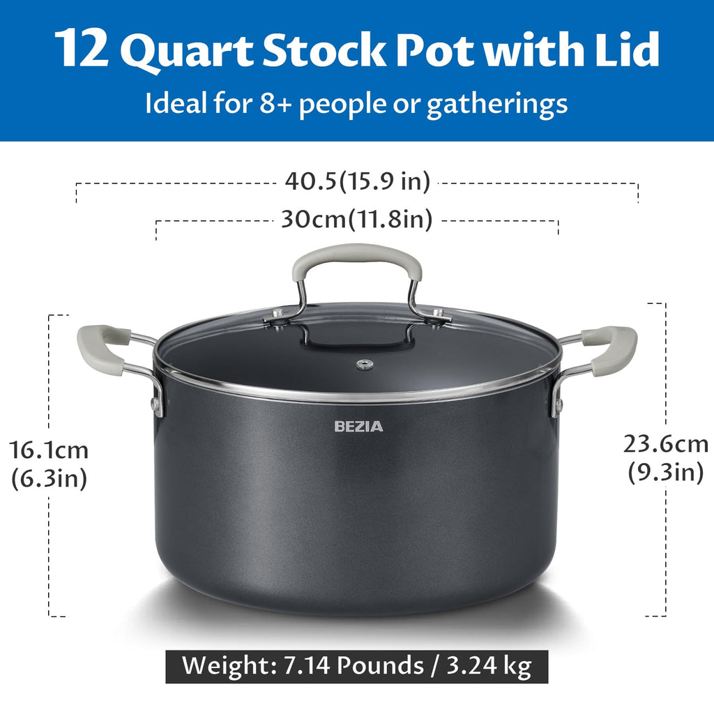12QT Non Stick Ceramic Stock Pot with Lid J38072