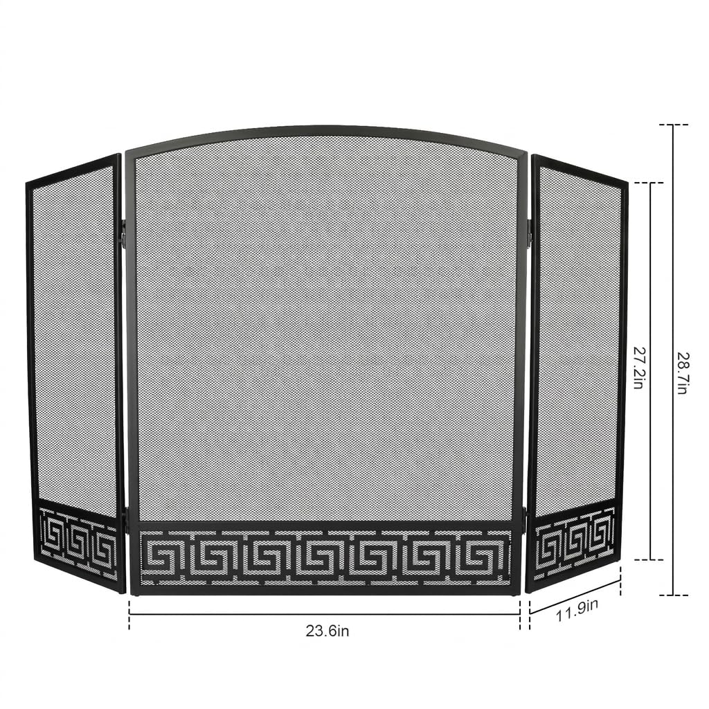 Arched 3 Panel Folding Fireplace Screen M641695
