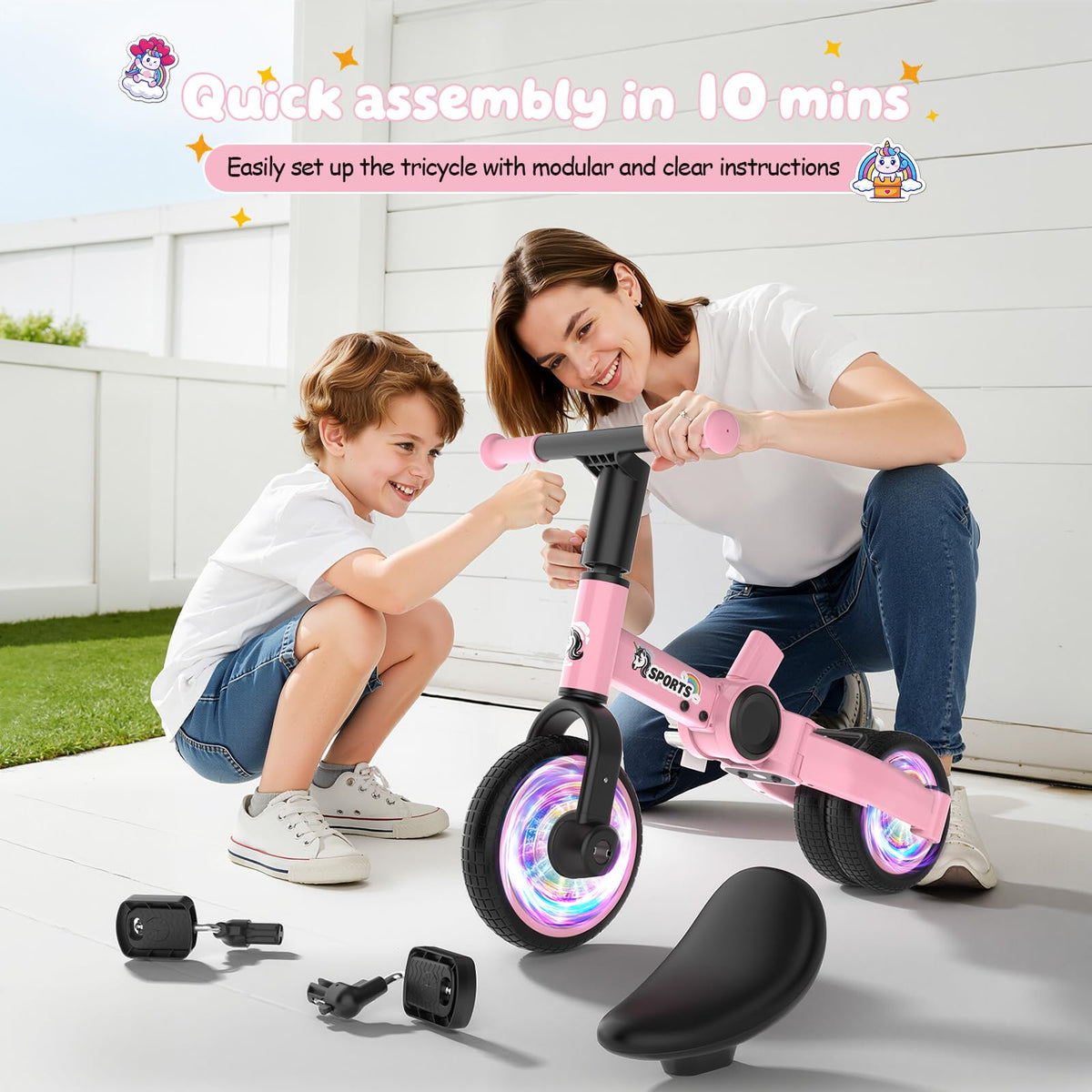 3 in 1 Toddler Balance Bike with Removable Pedals I589743