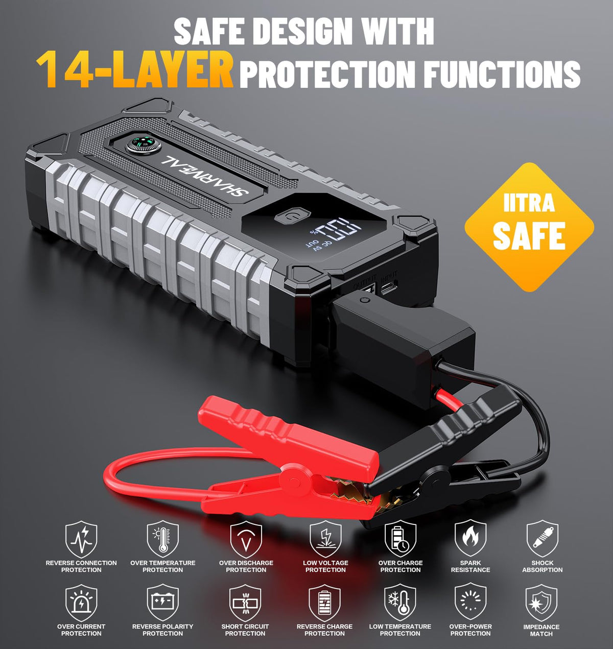 7000A 12V Portable Jump Starter with LED Light E302819