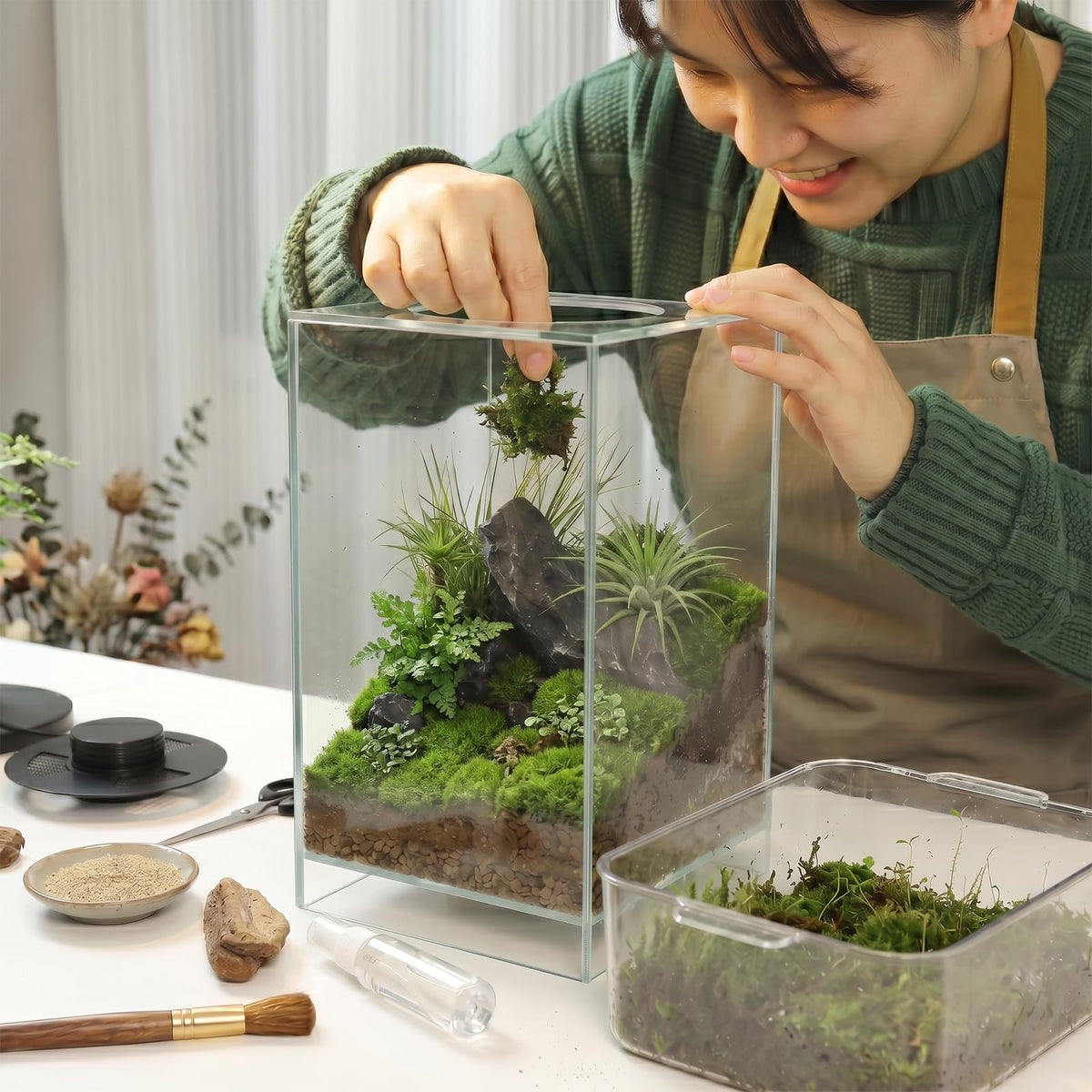 Glass Plant Terrarium with Grow Light Q463