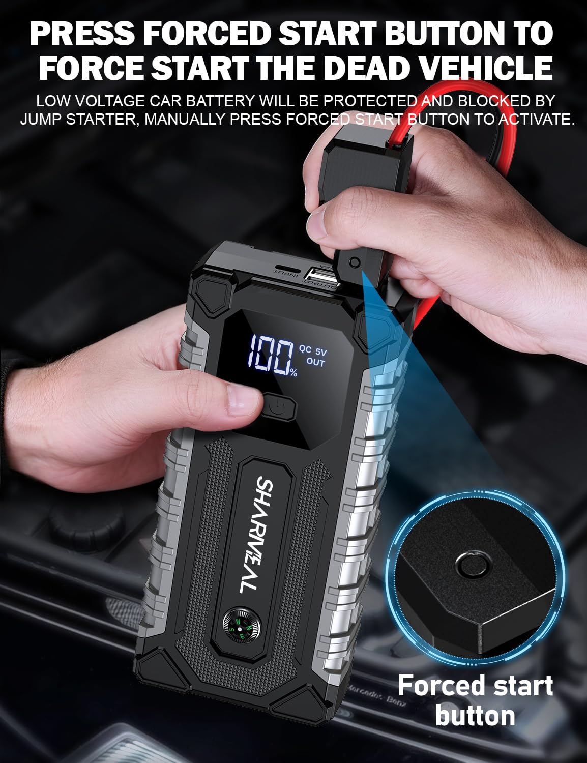 7000A 12V Portable Jump Starter with LED Light E302819
