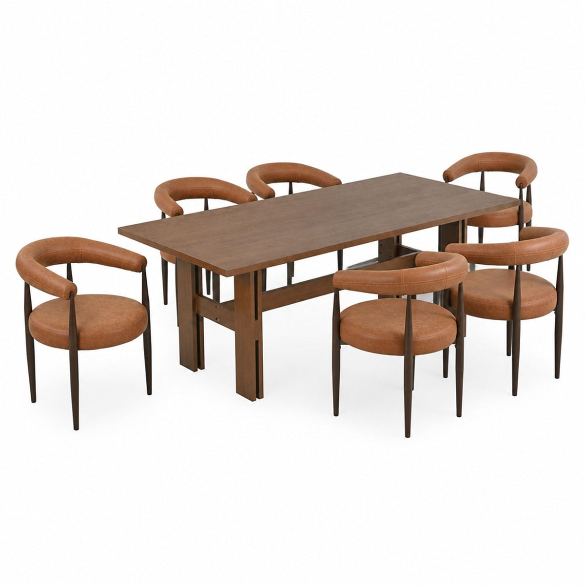 7-Piece Rubber Wood Dining Table Set with Chairs B802927