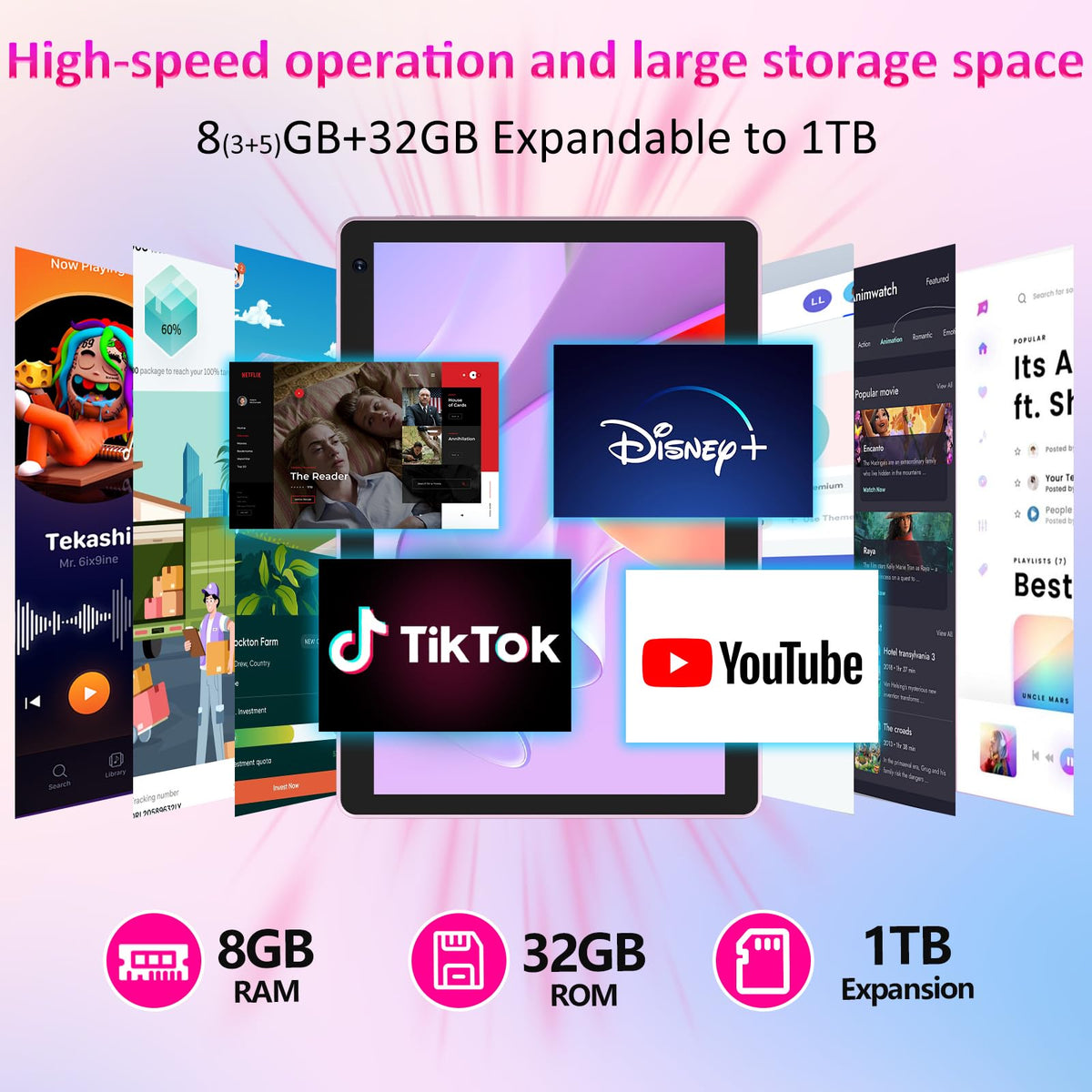 10 inch Android 15 Tablet 8GB RAM 32GB ROM Tablet PC with Keyboard Case Mouse Stylus J2125