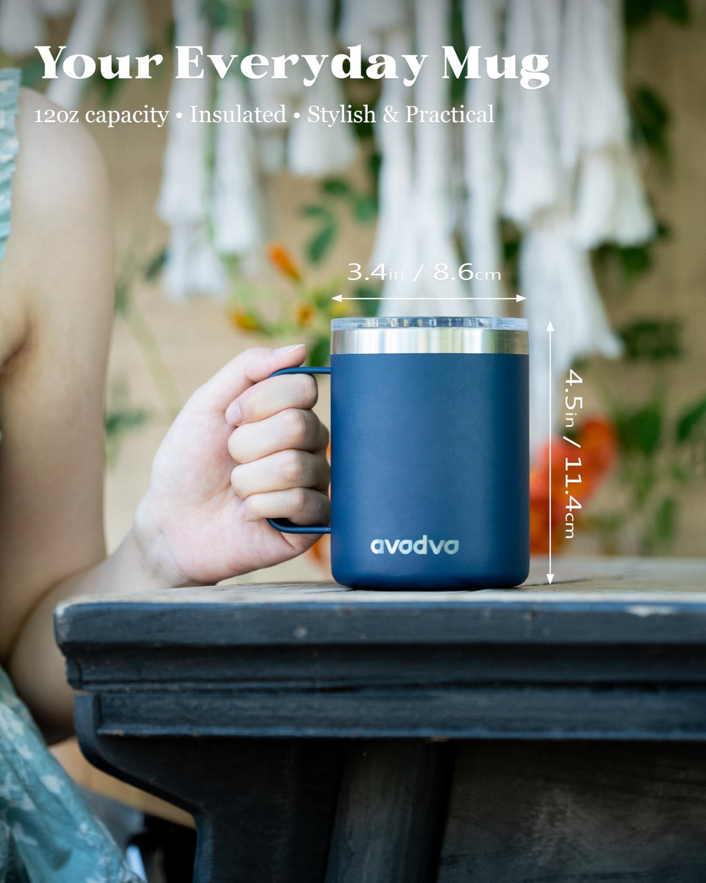 12oz Insulated Stainless Steel Coffee Mug with Lid Set of 2 V754