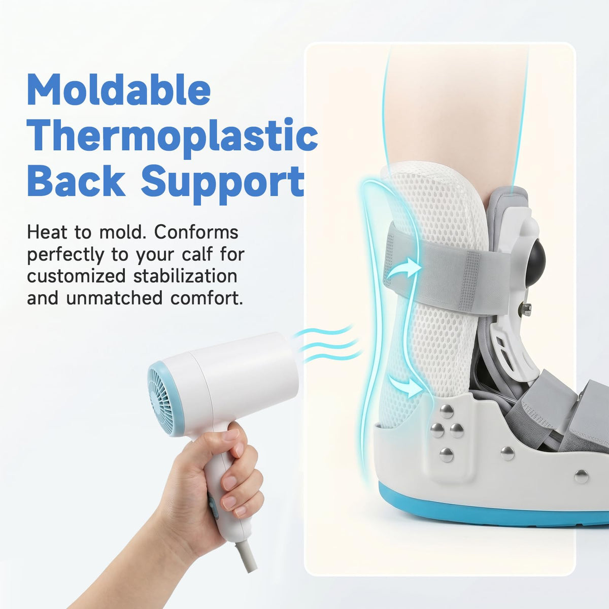 Short Orthopedic Medical Walker Boot with Moldable Thermoplastic Back Support (Large) B11862