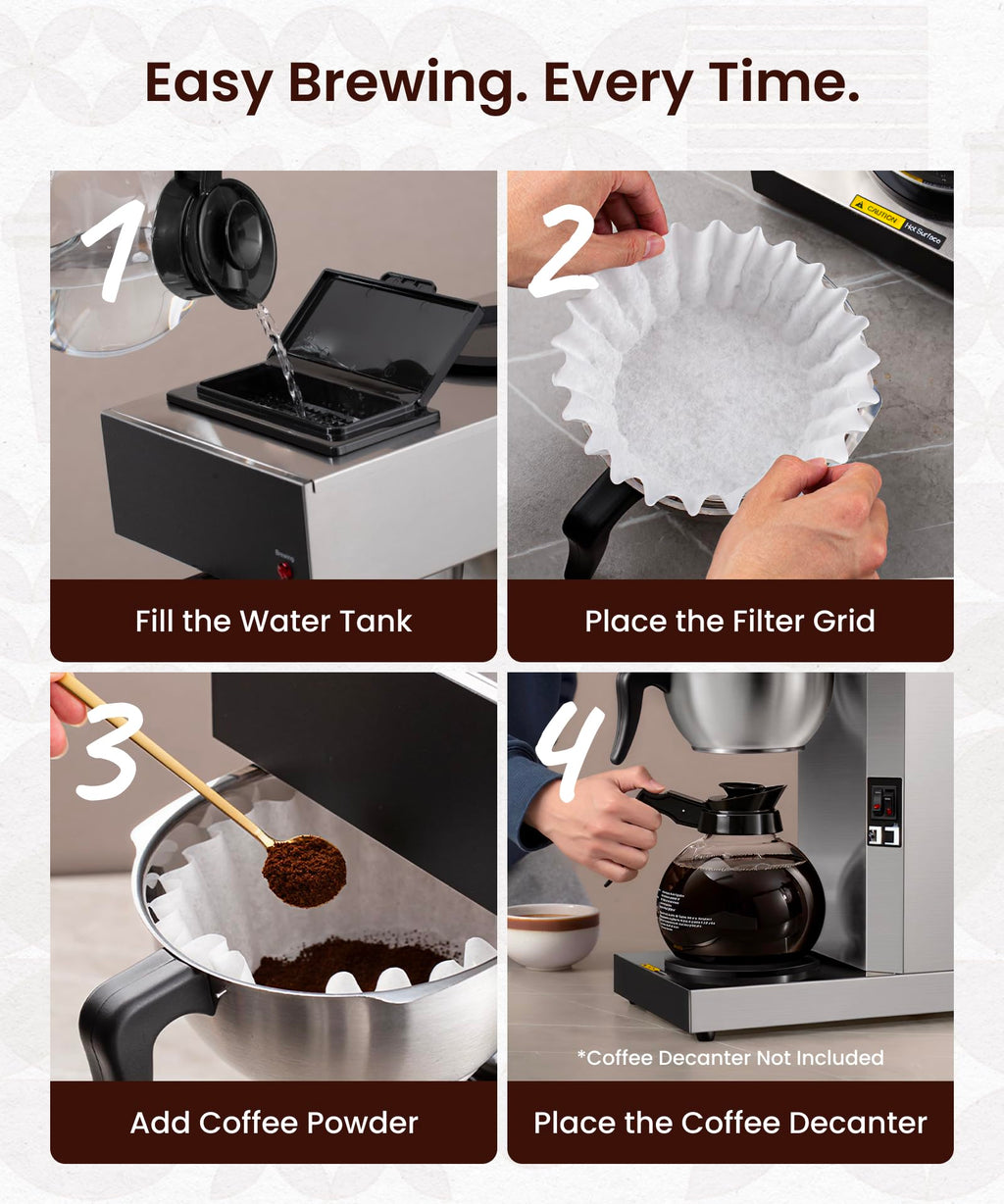 Commercial Pour Over Coffee Maker with 2 Warmers M562973