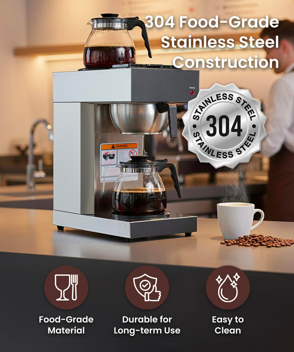 Commercial Pour Over Coffee Maker with 2 Warmers M562973