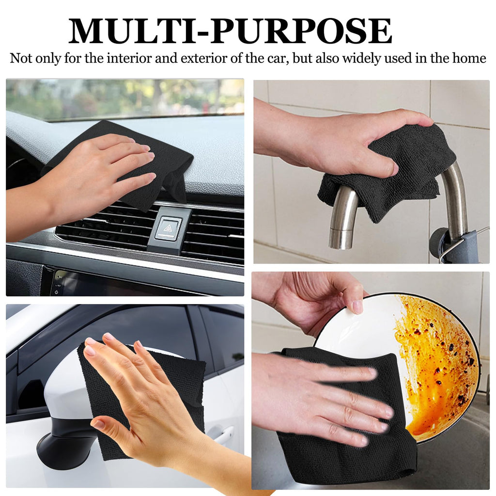 50PCS Microfiber Cleaning Cloth Roll, 10"×10" Black I198213
