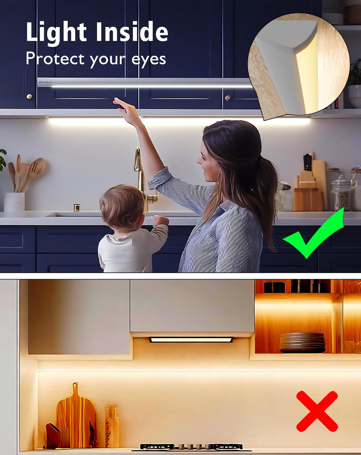 Hardwired LED Cabinet Light Strip, UL Listed, 24V, 2ft, 4000K Neutral White N839