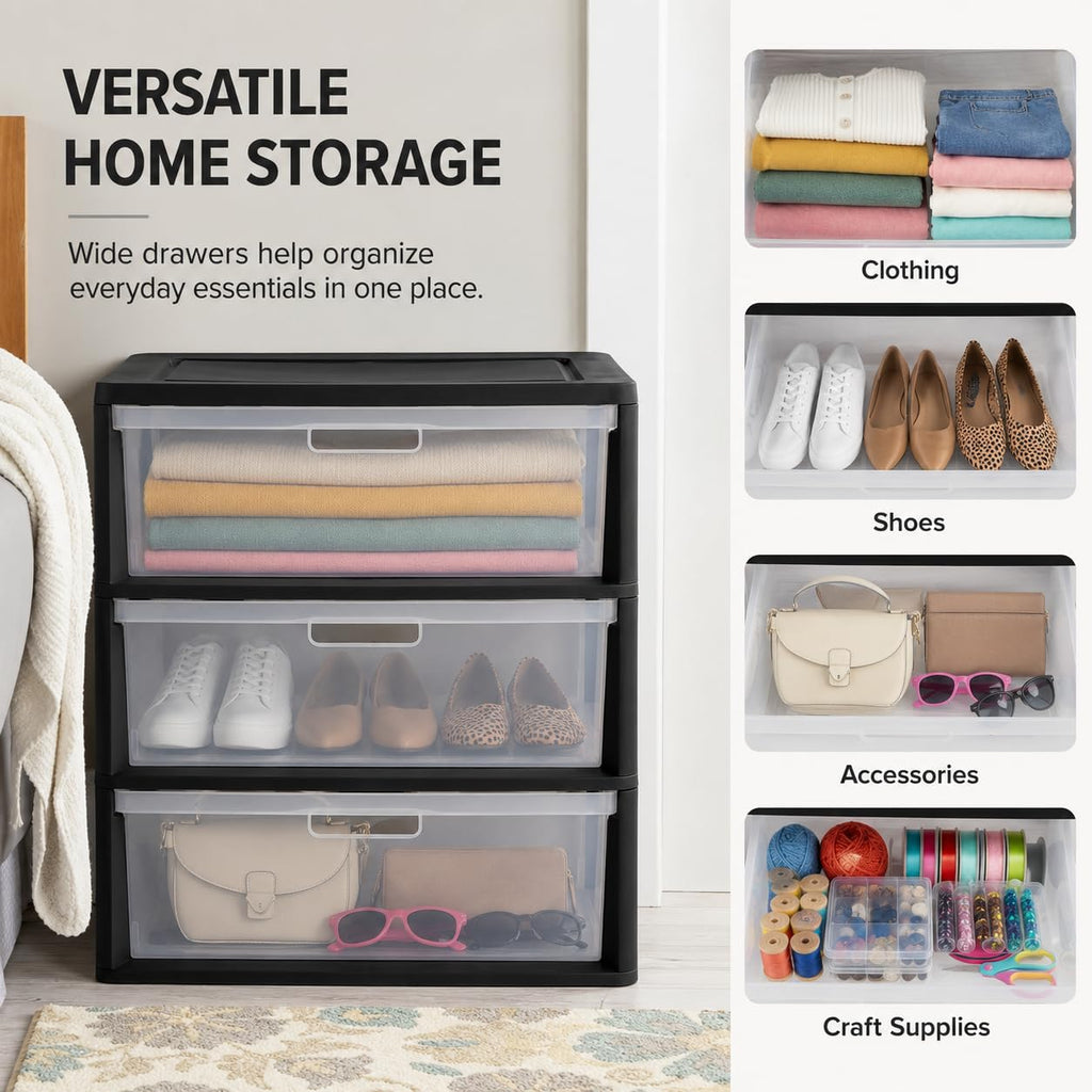 3 Drawer Storage Tower with Clear Bins F72946