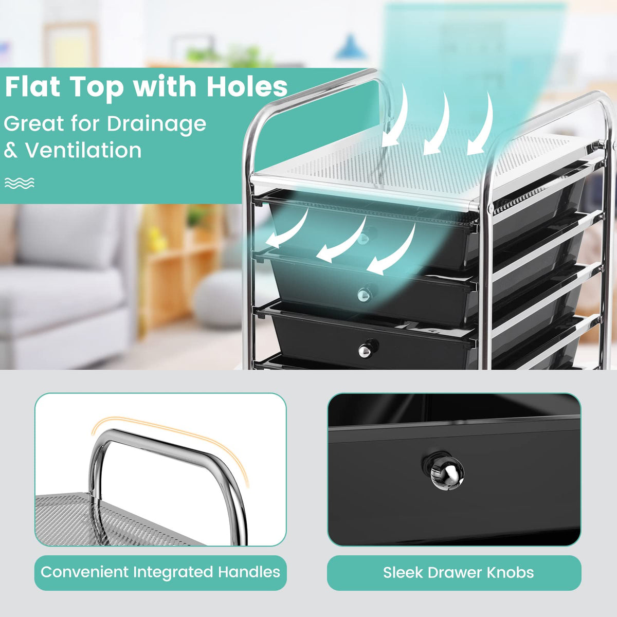 10 Drawer Multicolor Rolling Storage Cart Q12134