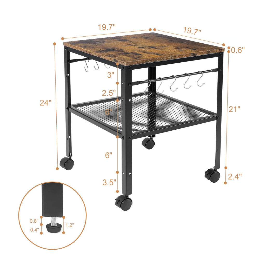 Rustic 2-Tier End Table with Adjustable Height Shelf H55971