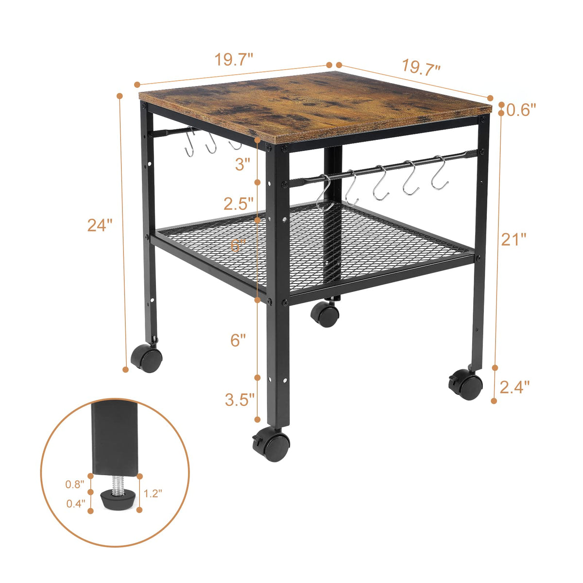 Rustic 2-Tier End Table with Adjustable Height Shelf H55971