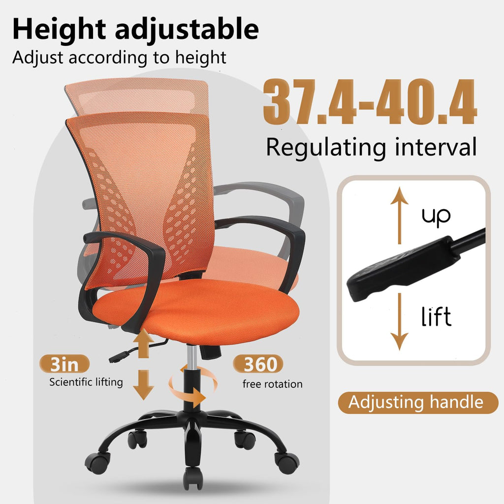 Orange Mesh Ergonomic Office Chair with Lumbar Support and Armrest R147