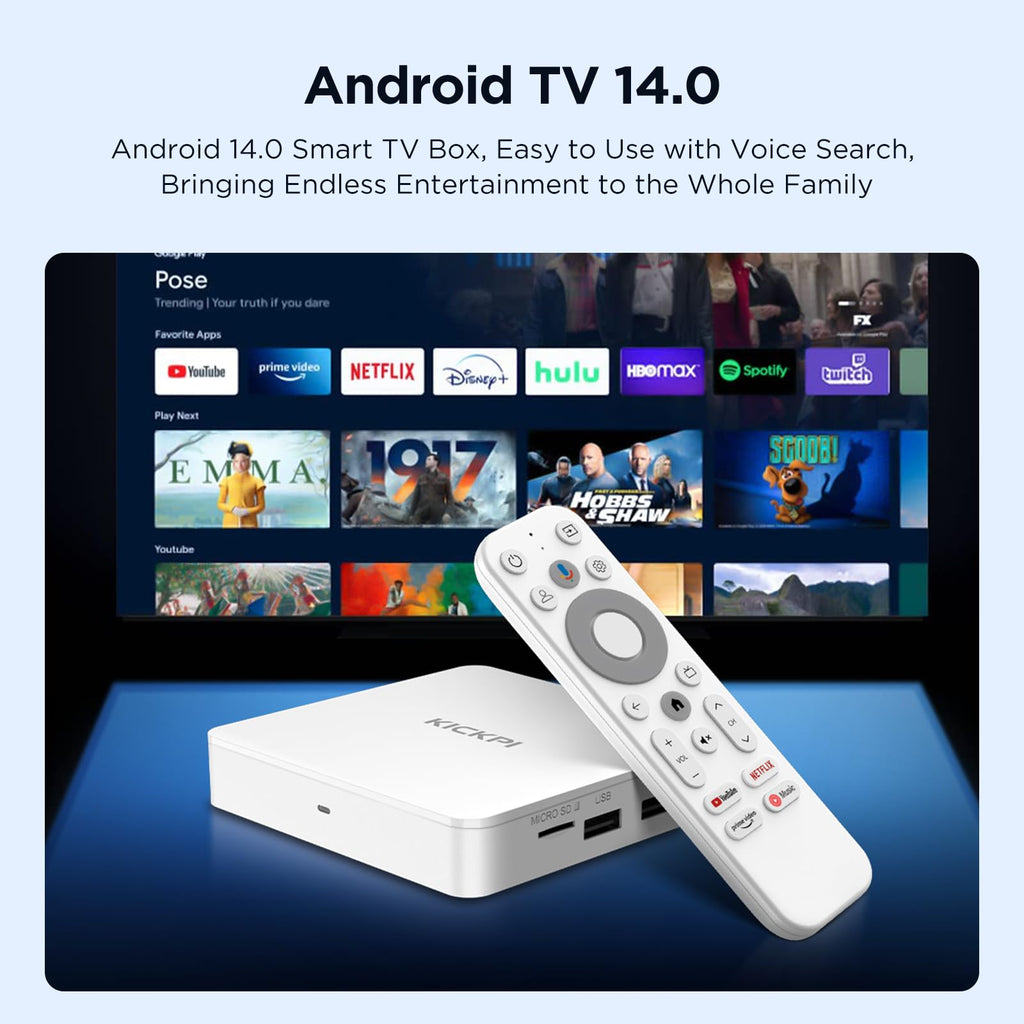 Android TV Box 4K Streaming Device 2GB RAM 16GB ROM White J727