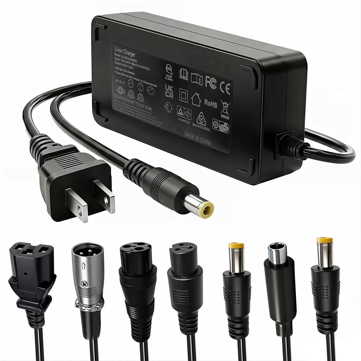 42V 2A Electric Scooter Charger with 7 in 1 Plugs J564003